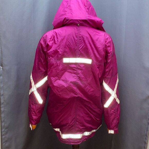 Women Obermeyer Pink Ski Snow Jacket Zip Front Collar Hood Sz 10 - Picture 3 of 8